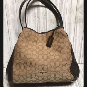 Coach Signature Jacquard Leather Shoulder Bag
